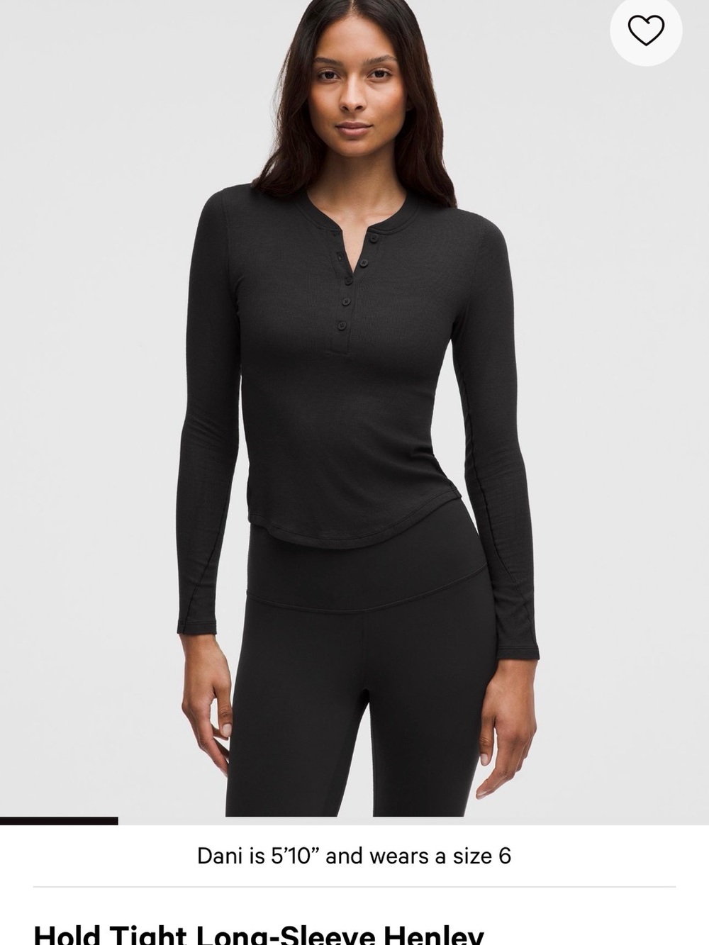 lululemon athletica Black Long-Sleeve Henley Top
